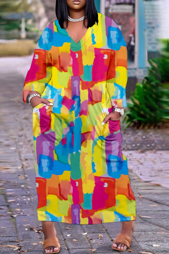 Vestidos africanos retos coloridos com patchwork e decote em V
