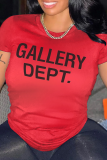 T-shirts Red Street Daily à imprimé lettre O et col en V