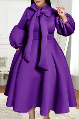 Viola elegante fasciatura solida patchwork mezzo dolcevita una linea abiti