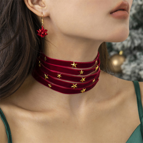 Red Daily Party The stars Patchwork Halsband