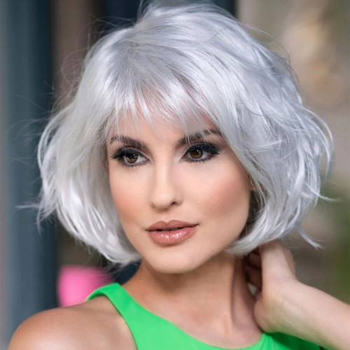 Silver Gray Casual Daily Solid Patchwork Wigs