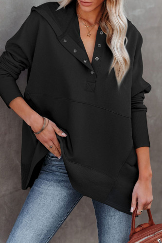 Blusas de gola com capuz preto fashion casual sólido patchwork