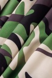 Jupes taille haute régulières en patchwork imprimé camouflage décontracté vert