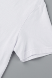 T-shirts à col rond patchwork imprimés lèvres léopard vintage street blanc