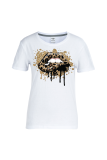 T-shirts à col rond patchwork imprimés lèvres léopard vintage street blanc