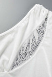 Robes de jupe crayon de perceuse chaude de plumes de patchwork solide sexy blanc