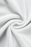 Robes de jupe crayon de perceuse chaude de plumes de patchwork solide sexy blanc
