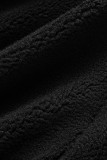 Vêtement d'extérieur à col rabattu décontracté uni en patchwork noir