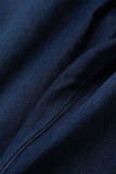Jean bleu foncé décontracté en patchwork uni à taille haute
