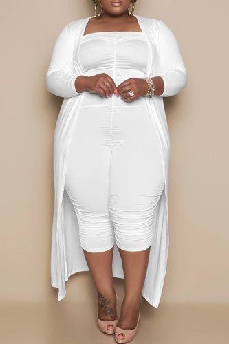 Vit Casual Solid Basic Plus Size Two Pieces