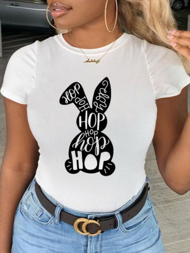 White Street Party Print Letter O Neck T-Shirts