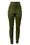 Green Sexy Solid Patchwork Skinny High Waist Pencil Solid Color Bottoms