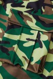 Saias com estampa de camuflagem casual verde regular cintura alta convencional com estampa completa