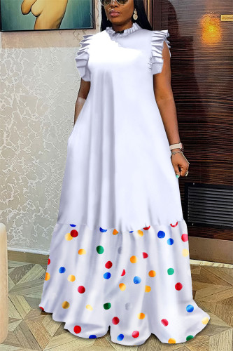 Vestido longo branco vintage com estampa de leopardo patchwork vestidos tamanho grande