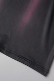 Black Casual Print Basic O Neck Short Sleeve Dress Dresses