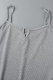 Grey Casual Sportswear Solid Patchwork Spaghetti Strap Skinny Jumpsuits