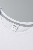 Camisetas brancas casuais com estampa diária patchwork decote em O cintura média