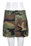 Camouflage Casual Street Camouflage Print Patchwork Hög midja Typ A Full Print Bottoms