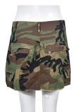 Camouflage Casual Street Camouflage Print Patchwork High Waist Type A Full Print Bottoms
