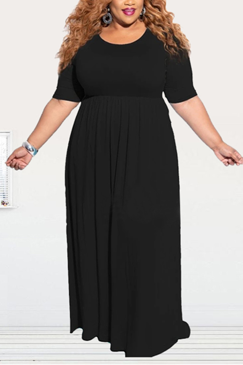 Fashion Sexy Orange Plus Size Short Sleeve Dress