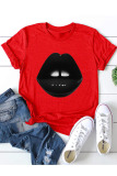 Red O Neck Short Sleeve Print Tees & T-shirts