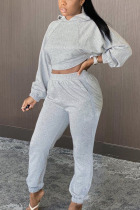 Grey Street Solid Hooded Collar Long Sleeve Two Pieces