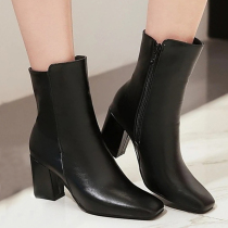 Black Fashion Solid Color Keep Warm Short Boots