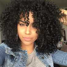 Black Fashion Casual Solid Long Curly Hair Wigs