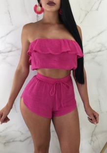 rose Polyester Backless Solid Fashion sexy Jumpsuits & Rompers