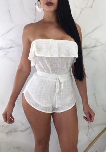 White Polyester Backless Solid Fashion sexy Jumpsuits & Rompers