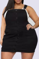 Black Casual Solid Split Joint Pencil Skirt Plus Size Dresses