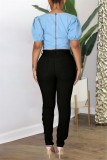 Black Fashion Casual Solid Bandage Hollowed Out Plus Size Jeans