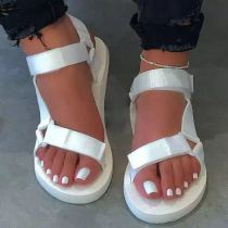 White Fashion Casual Split Joint Solid Color Comfortable Flat Sandals