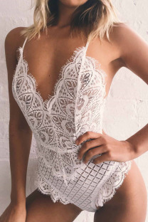 White Fashion Sexy Solid Hollowed Out Lingerie
