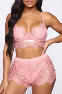 Pink Fashion Sexy Solid Split Joint Lingerie