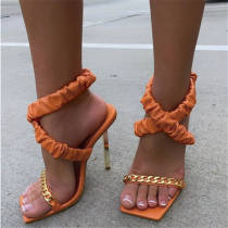 Orange Fashion Casual Patchwork Chains Square Out Door Shoes