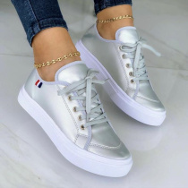 Silver Fashion Casual Bandage Patchwork Solid Color Round Comfortable Out Door Shoes
