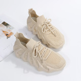 Cream White Fashion Casual Sportswear Bandage Patchwork Round Comfortable Sport Shoes
