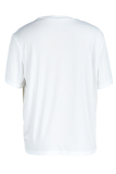 White Fashion Casual Print Cardigan V Neck T-Shirts