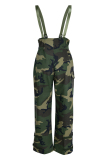 Camouflage Fashion Casual Camouflage Print Patchwork Spaghetti Strap Regular Jumpsuits (Without Tops)