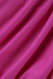 Pink Sexy Solid Tassel Patchwork U Neck Plus Size Jumpsuits