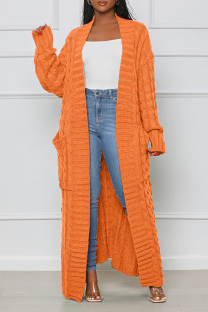 Orange Street Solid Patchwork Cardigan Collar Outerwear