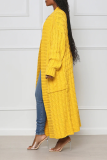 Yellow Street Solid Patchwork Cardigan Collar Outerwear