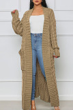 Camel Casual Solid Patchwork Outerwear
