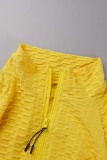 Yellow Casual Solid Patchwork Zipper Collar Long Sleeve Two Pieces (With Mask)