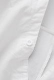 White Sexy Casual Solid High Opening Fold Shirt Collar High Waist Tops